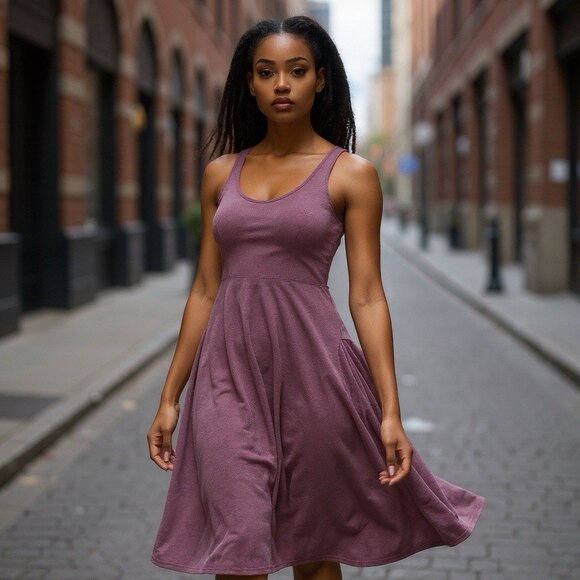 NWT Halara Violet Pink U Neck Sleeveless High Slit Maxi Dress Womens Large - Picture 1 of 13